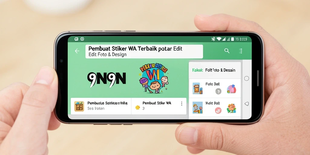 Antarmuka pengguna 9N9N dengan fitur Pembuat Stiker WA yang menarik.