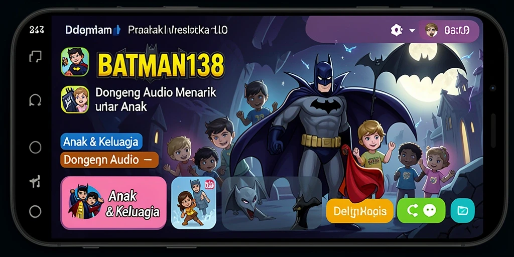 Tampilan antarmuka BATMAN138 dengan koleksi dongeng audio untuk anak.