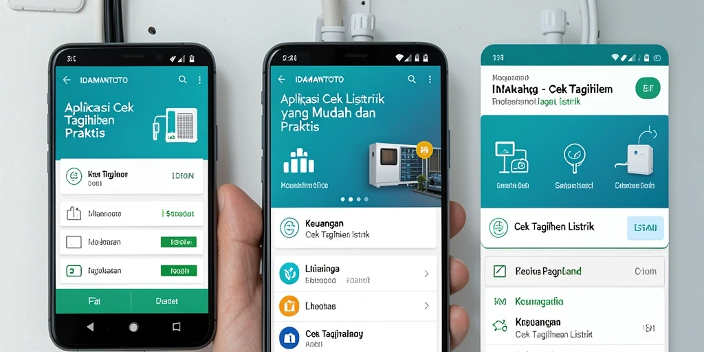 Tampilan antarmuka aplikasi IDAMANTOTO untuk cek tagihan listrik.