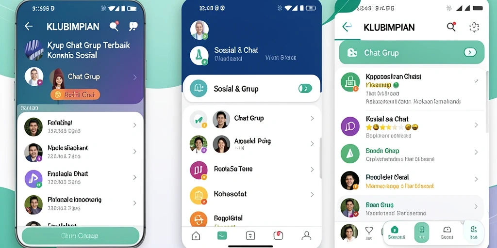 Tampilan antarmuka KLUBIMPIAN yang menarik dari aplikasi Chat Grup.