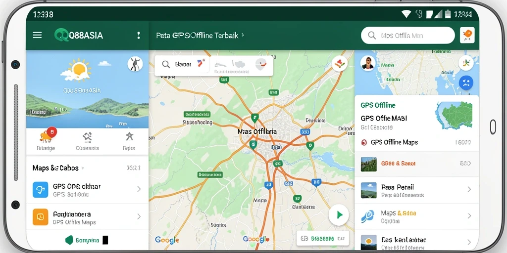 Tampilan antarmuka aplikasi <strong>QQ88ASIA</strong> yang user-friendly untuk GPS Offline Maps.