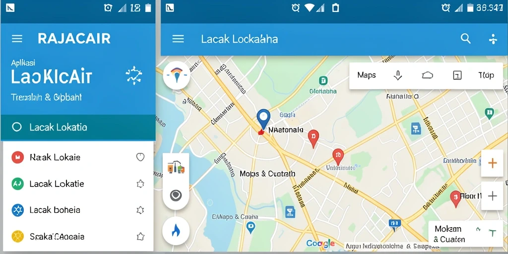 Antarmuka sederhana RAJACAIR menampilkan lokasi secara real-time.