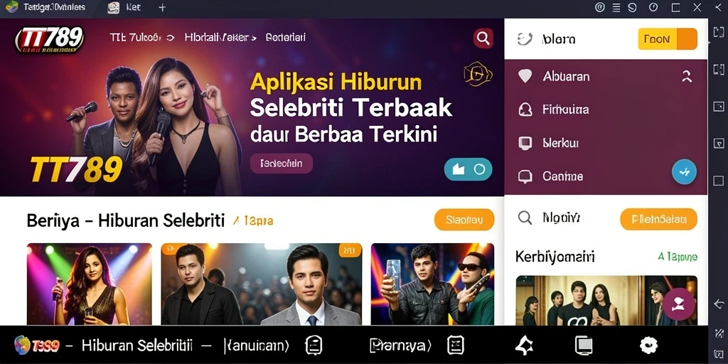 Antarmuka menarik sekaligus informatif dari TT789 untuk hiburan selebriti.